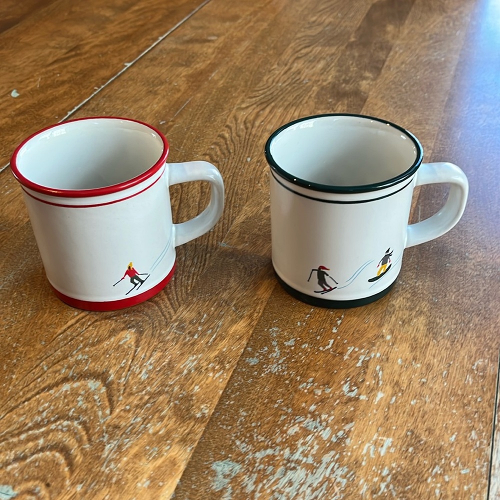 Hearth & hand magnolia set of two stoneware skier mugs